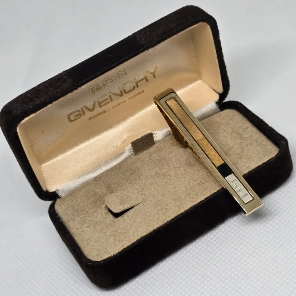 Givenchy Logo Gold Tone Tie Clip